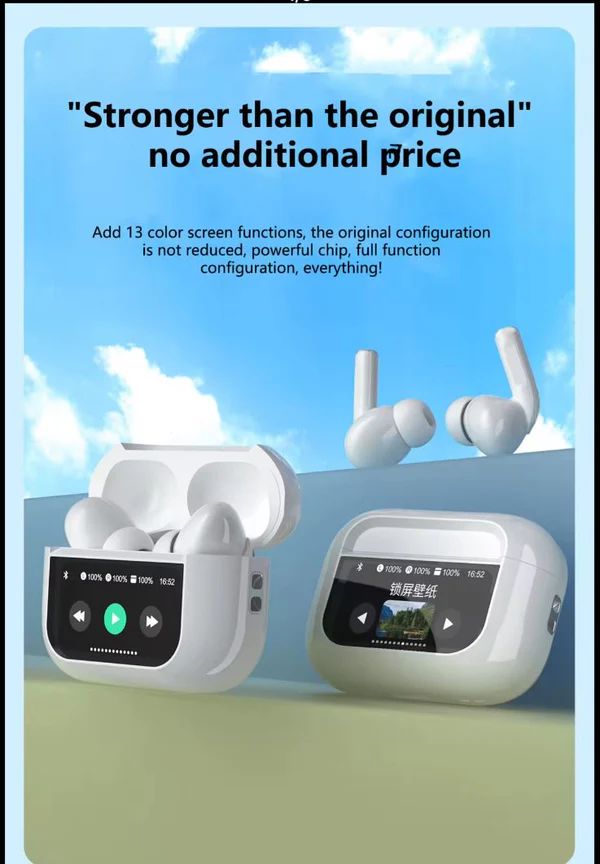 LED display earbuds charging case design