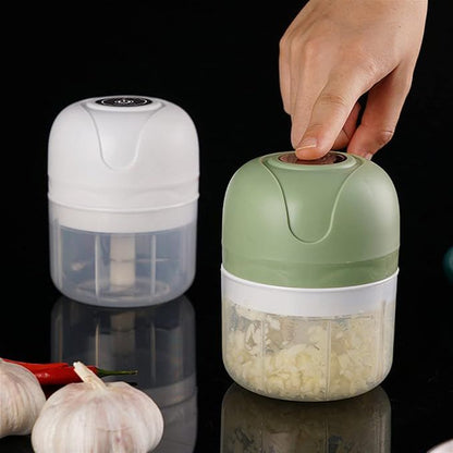 Electric garlic chopper push-button operation