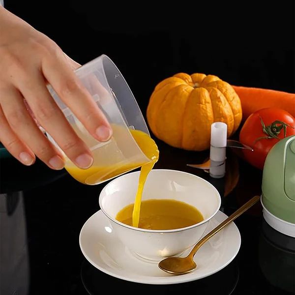 Electric chopper bowl used for pouring prepared ingredients