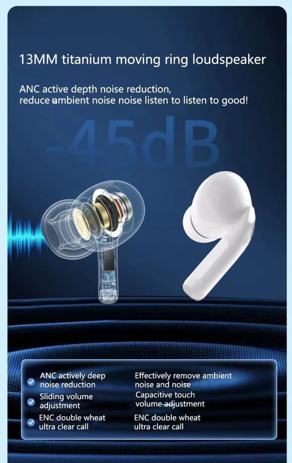 Wireless earbuds speaker and noise reduction features