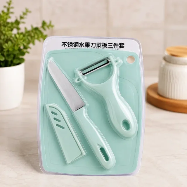 3-in-1 Cutting Board, Peeler and Knife Set