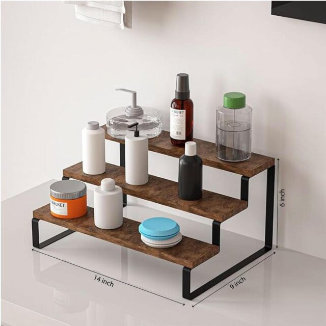 Wood and Metal Countertop Storage Rack